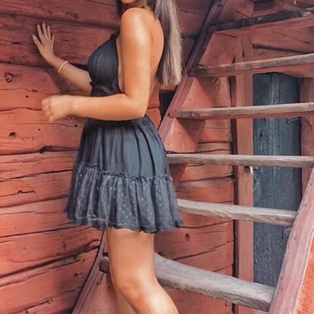 Black, Tie, Backless dress